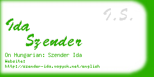 ida szender business card